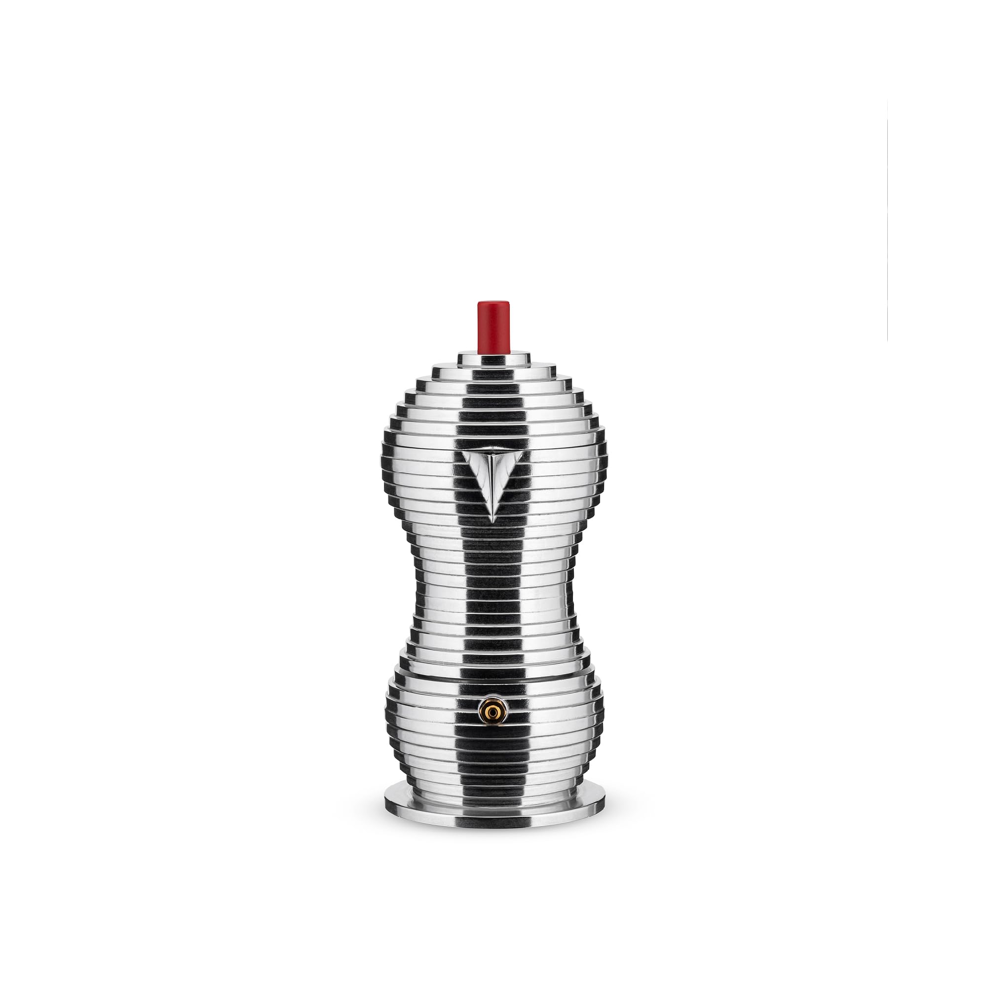 Alessi Mdl02/3 R Pulcina Stove Top Espresso 3 Cup Coffee Maker In Aluminum Casting Handle And Knob In Pa, Red